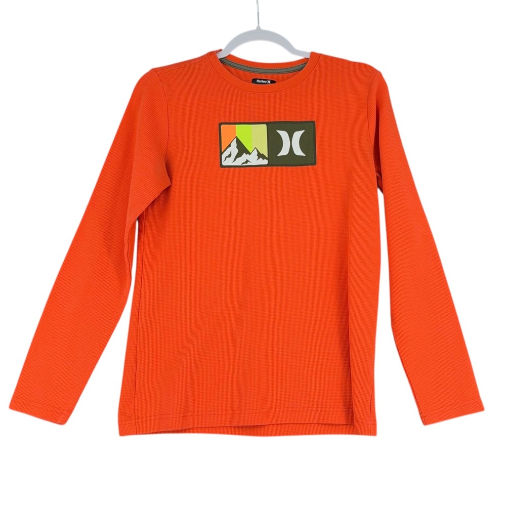 Hurley Kids Orange Long Sleeve Thermal T Shirt Graphic Print Size 18‎ 20
